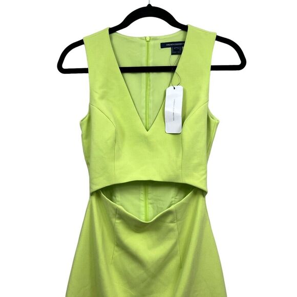 French Connection Women Whisper Cut Out Dress V Neck Sleeveless Zip Green Sz 0 - Picture 2 of 7